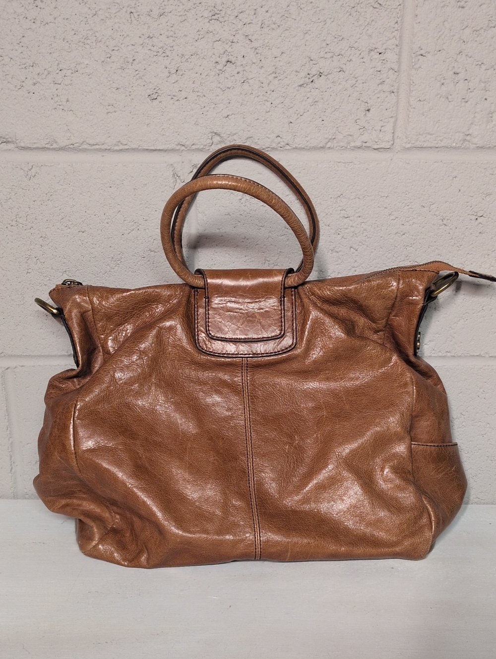 HOBO Sheila Brown Large Leather Top Handle Tote Handbag